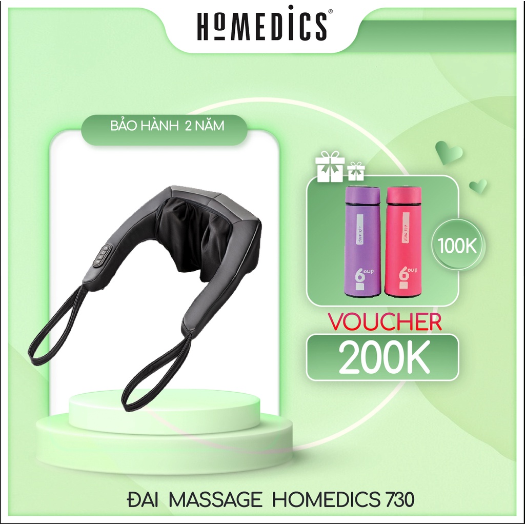 Máy massage cổ và vai gáy 6 bi lăn công nghệ SHIATSU 3D kèm pin sạc HOMEDICS NMS-730