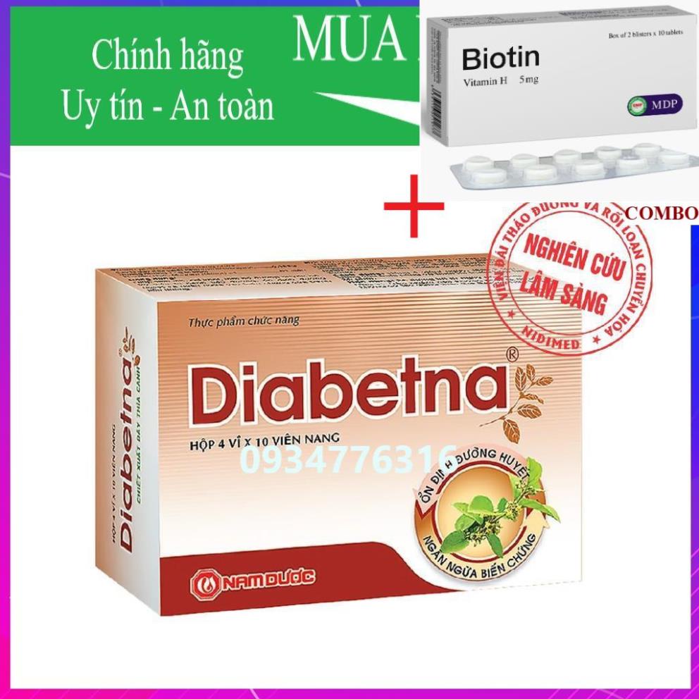Combo Biotin 5mg+ ✅ Diabetna Viên Uống Đường Huyết / 1 Hộp ( 4 Vỉ)