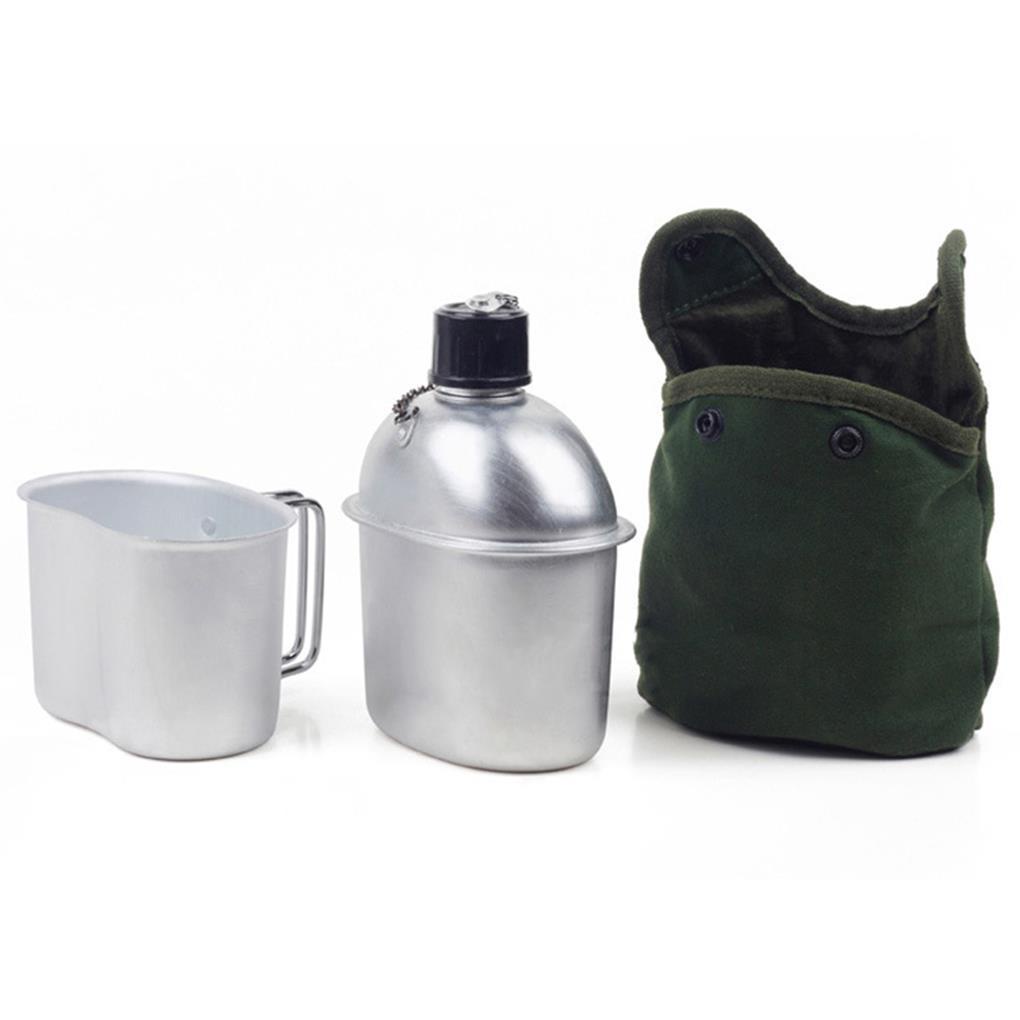 Set 3 Bình Nước Bằng Nhôm 0 9L Kèm Nắp Đậy Tiện Dụng Khi Đi Cắm Trại