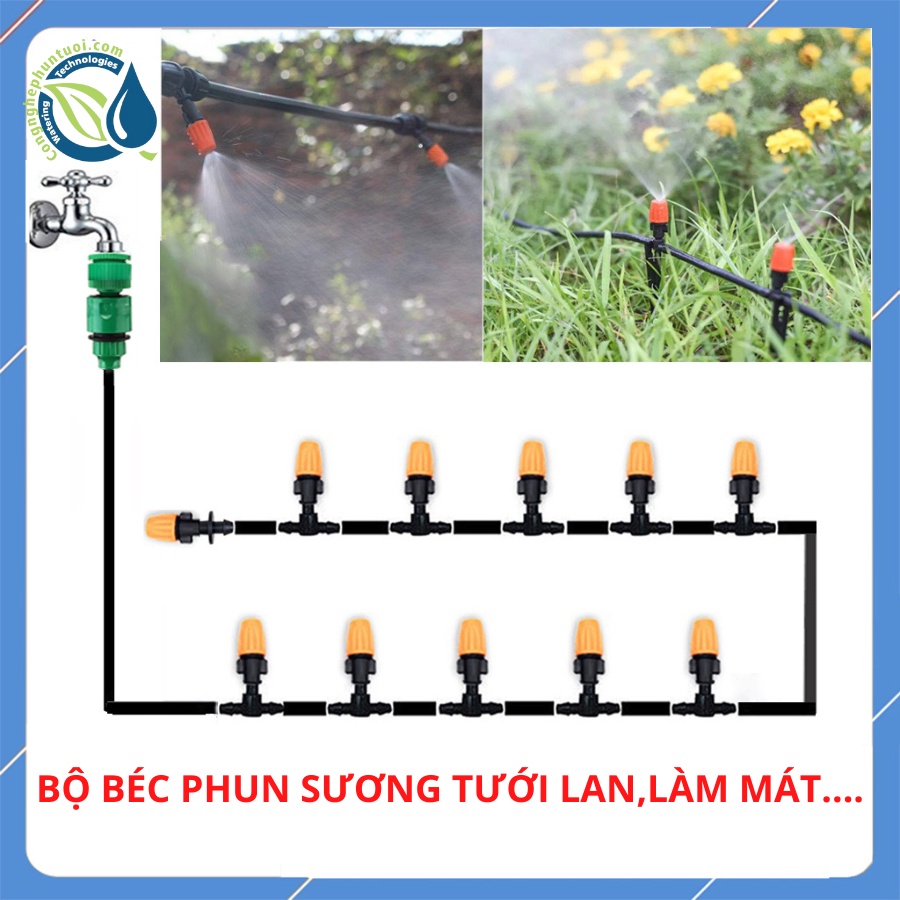 Bộ béc phun sương cam tưới lan làm mát tưới cây.... béc tưới tự động béc tưới phun mưa