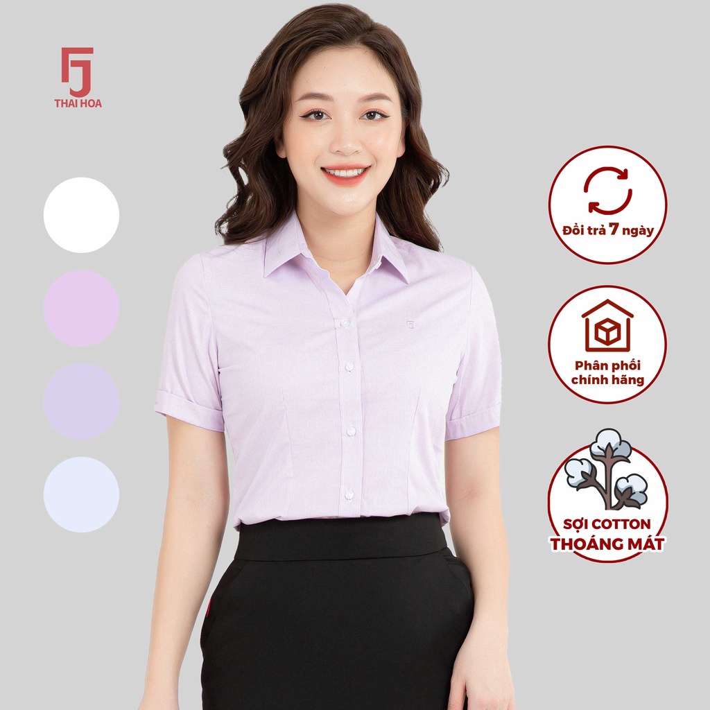 Áo sơ mi nữ Thái Hòa thiết kế công sở ngắn tay nhiều màu ASW0301-R04