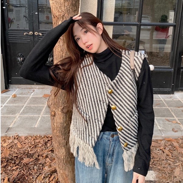 QKOOLE  Áo Khoác Nữ Cộc Tay Cổ Bẻ Thời Trang Hàn