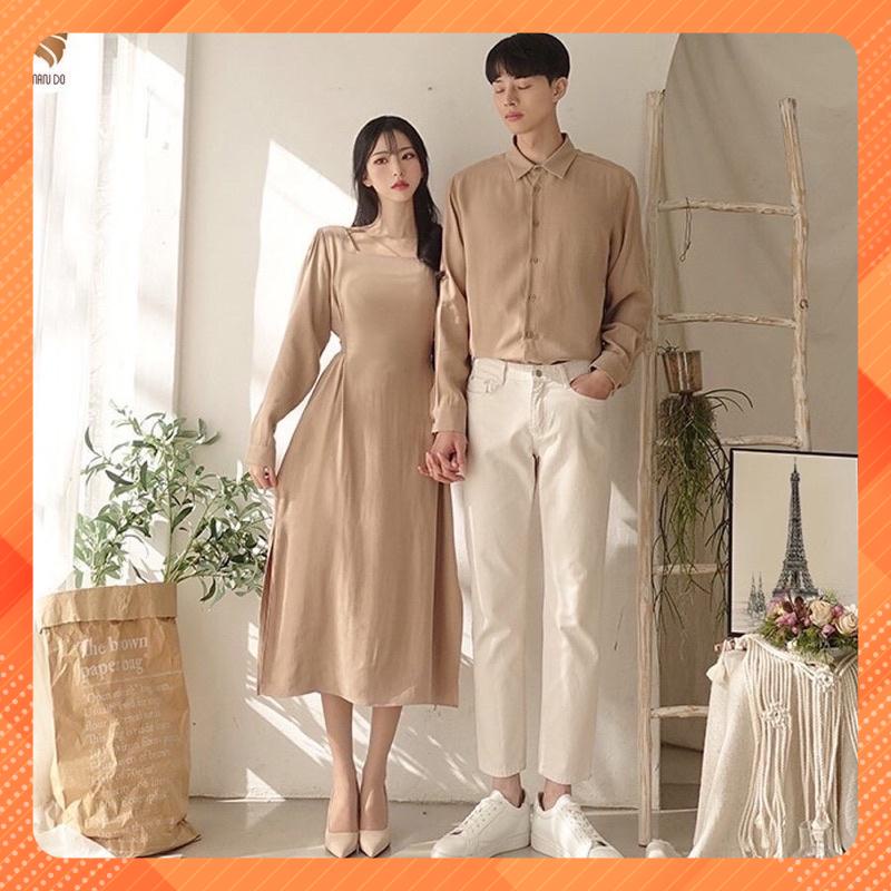 💕💕 ❤️ Set couple nu dài váy xẻ tà. Đồ đôi chụp hình cưới đẹp