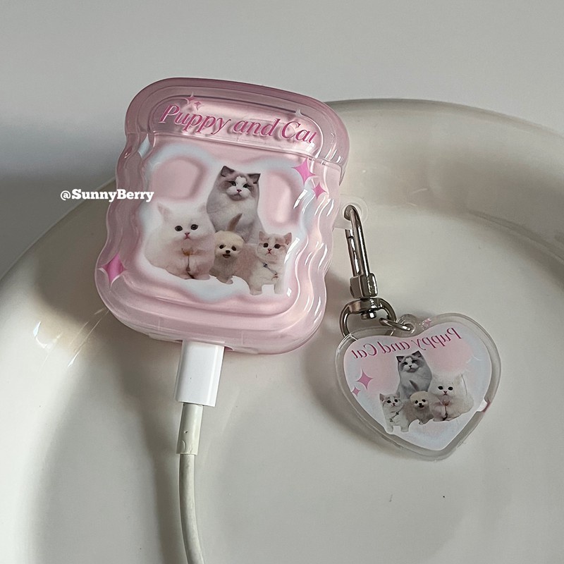 Vỏ Bảo Vệ Hộp Sạc Tai Nghe airpods pro / 2 / 3 / 2 Họa Tiết Hoạt Hình Chó Mèo