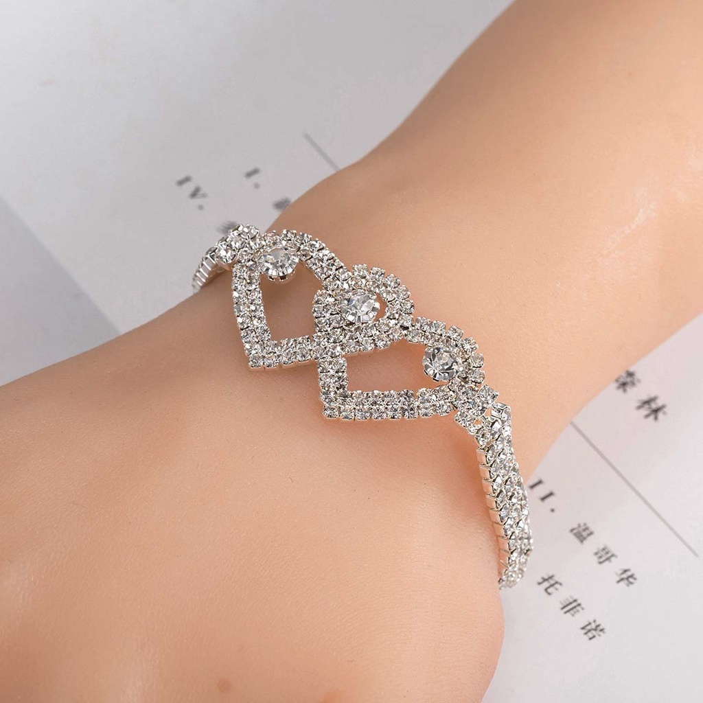 Lắc Chân Đính Đá Zircon Hình Trái Tim Đôi Phong Cách Hàn Quốc Sang Trọng Thời Trang Cho Nữ