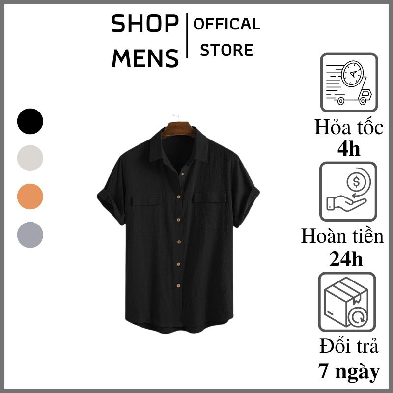 Áo Đũi Nam Cổ Bẻ, Áo Sơ Mi Cộc Tay Chất Liệu Đũi Mềm Nhẹ Thoáng Mát Thấm Hút Mồ Hôi - AC94