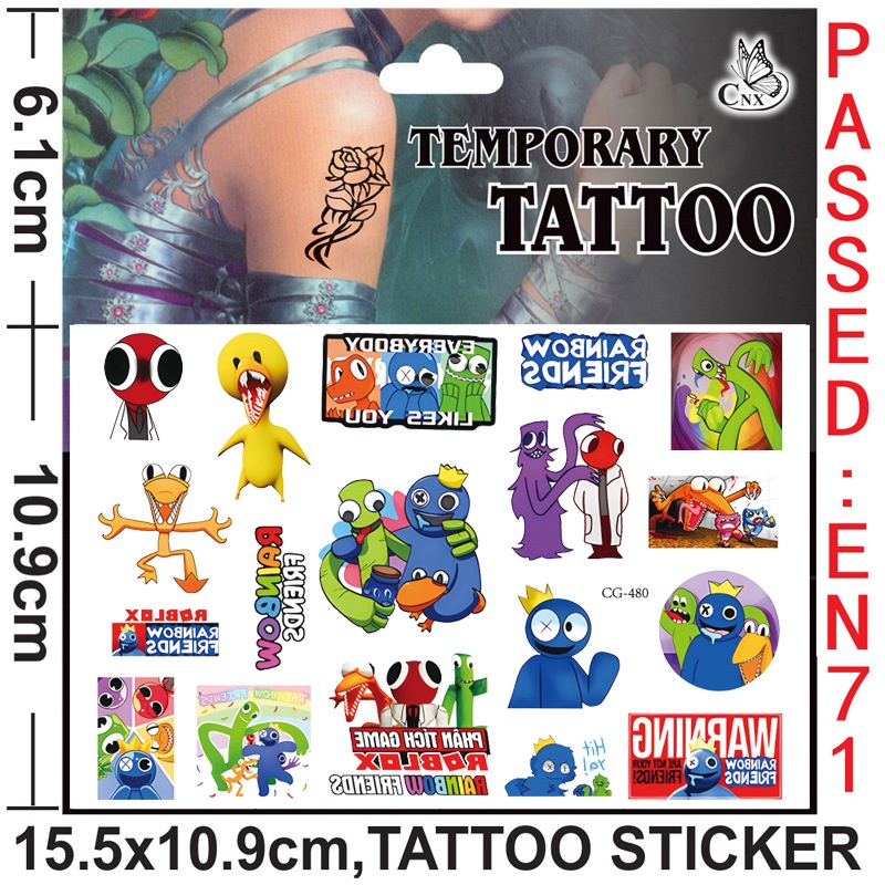 Miếng Dán Xăm Hình NS3 Roblox rainbow friends Chống Nước Cho Trẻ Em