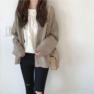 Áo cardigan len nữ chất len dày dặn ấm áp, kiểu dáng basic
