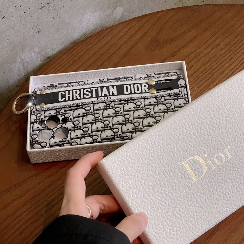 CHRISTIAN DIOR Ốp Điện Thoại Silicon In Logo Dior Sang Trọng Kèm Dây Đeo Cho IPhone Xr Xs Max 14 Plus IPhone 11 12 13 14 Pro Max