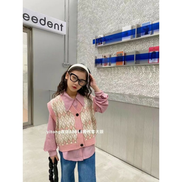 Set len phối sơ mi bé gái 110-160