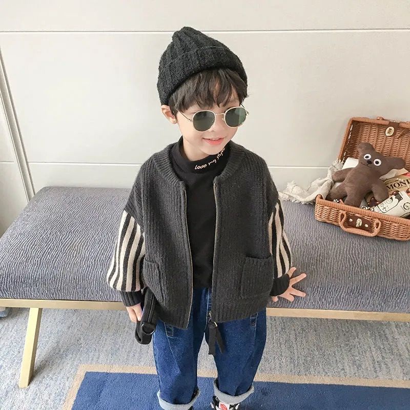 Áo Khoác Cardigan Dệt Kim Thời Trang Xuân Thu Cho Bé Trai
