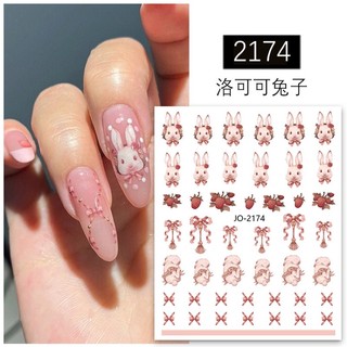 Sticker thỏ - lợn hồng dán móng tay