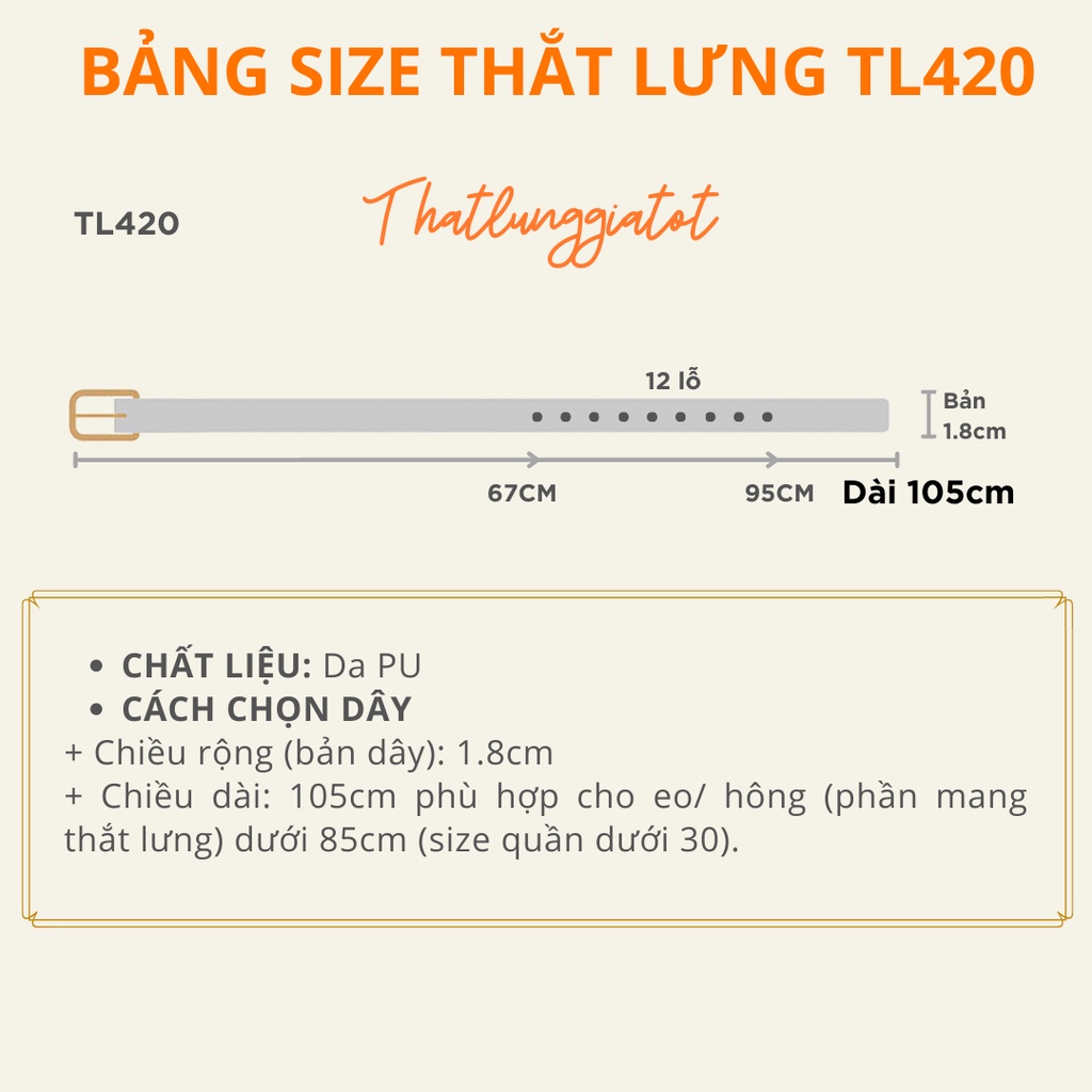 Thắt lưng váy mặt màu đồng cá tính bản nhỏ 1.8cm (hỗ trợ bấm lỗ dây nịt) TL420 - Thắt Lưng Giá Tốt
