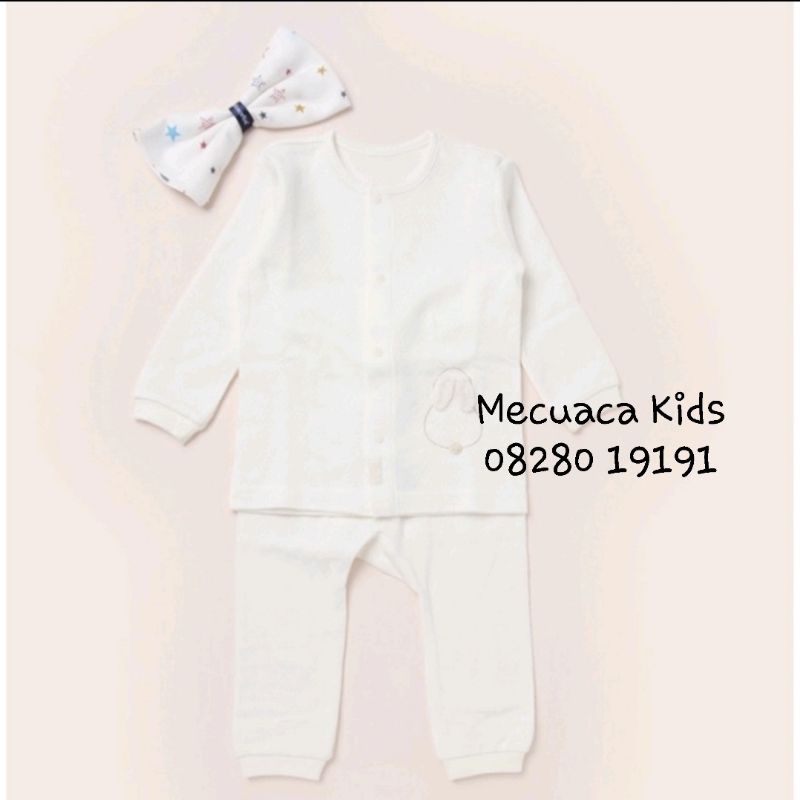 Bộ dài tay cotton mềm mỏng trắng hình thỏ Absorba xuất hàn dư xịn cho bé trai bé gái