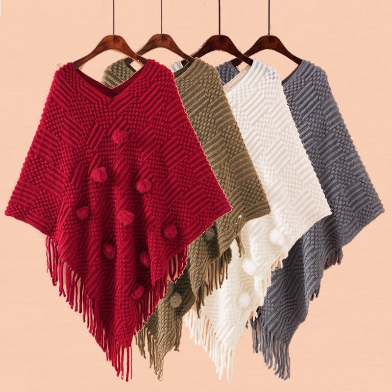 Áo Khoác Sweater Dệt Kim Dáng Rộng Phối Khăn Choàng Tua Rua Phong Cách Ngọt Ngào Kiểu Mới Cho Nữ