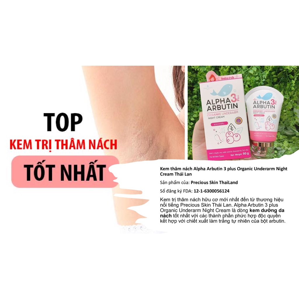 Tuýp Kem Xóa Thâm Alpha Arbutin 3 Plus Organic Underarm Thái Lan