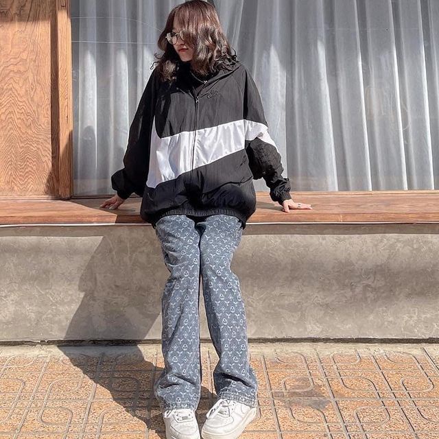 Áo khoác dù Nike Big Logo siêu hot, Jacket Vintage vải dù 2 lớp cao cấp thời trang Hàn Quốc - Yellow Bee