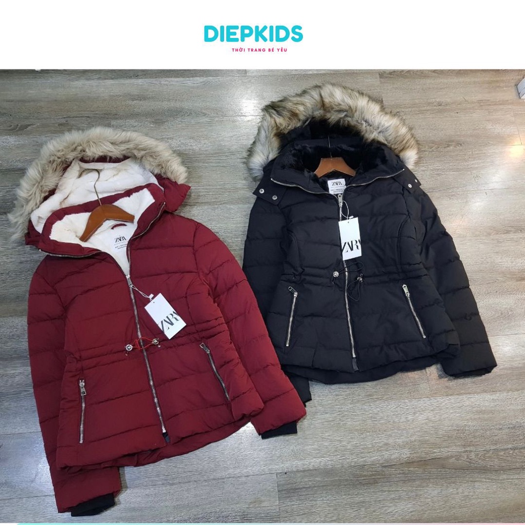 Áo khoác Parka Zara nữ áo khoác lót lông dáng ngắn 2022