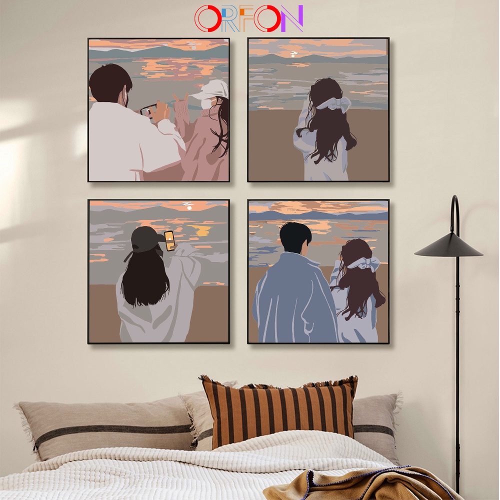 Bộ Tranh Sơn Dầu Vẽ Tay Kích Thước Nhỏ 20 * 20 / 30 * 30 cm Kèm Khung Trang Trí Nội Thất