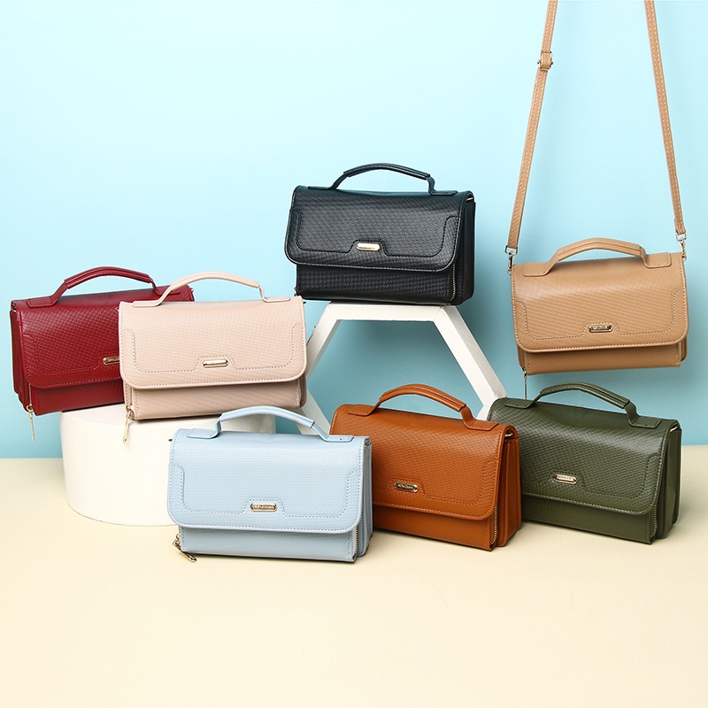 Túi Đeo Chéo Màu Trơn Đa Năng Phong Cách Hàn Quốc Cho Nữ