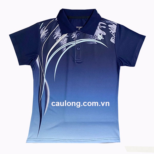 Áo Cầu Lông Nam Nữ Cổ Bâu Victec 7626 Xanh Đen