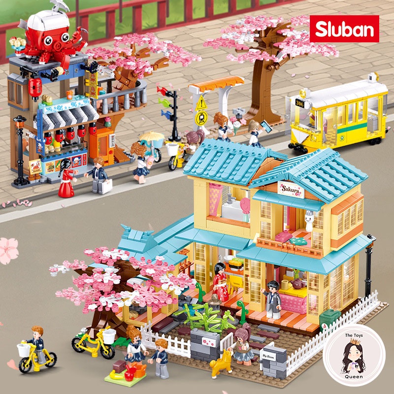 Đồ Chơi Lắp Ghép Kiểu Lego Friends Biệt Thự Mùa Hoa Anh Đào Có Bàn Cờ Phòng Trà Cây Hoa Đào Dành Cho Bé Gái B1017