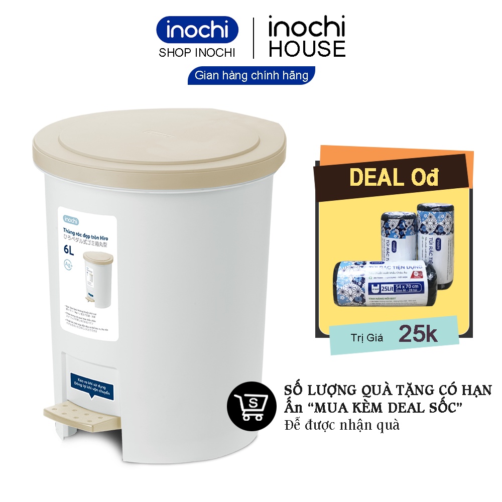 Thùng Rác Đạp Chân Tròn Có Lõi Sọt Rác Nhựa INOCHI Làm thùng rác có nắp Văn Phòng Đựng Rác Gia Đình Trong Nhà THRT