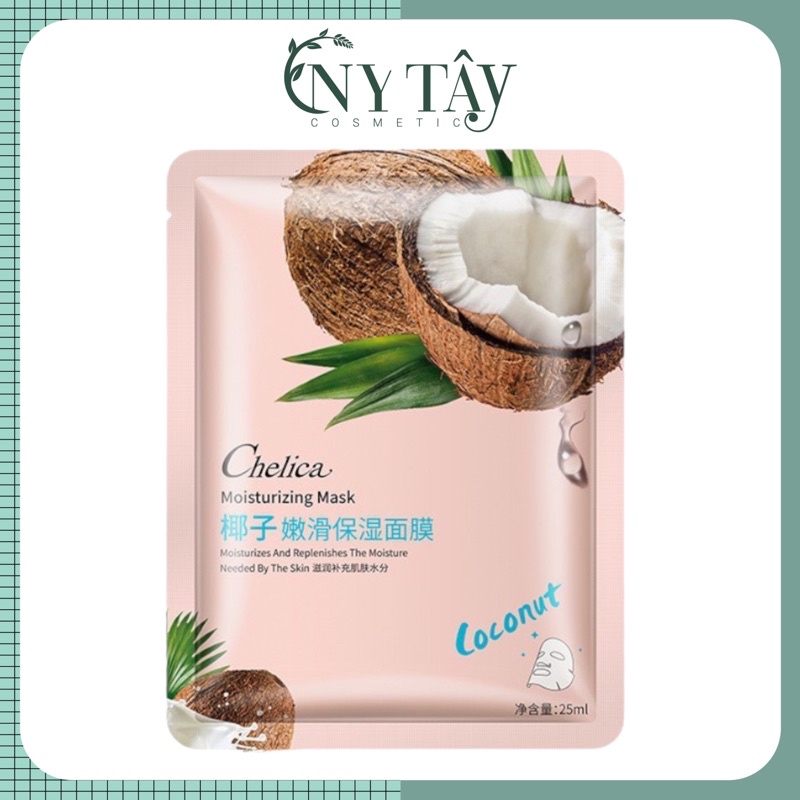 Mask giấy tinh chất Dừa Chelica dưỡng ẩm phục hồi làn da khô, giúp da sáng mịn đàn hồi - mặt nạ nội địa trung