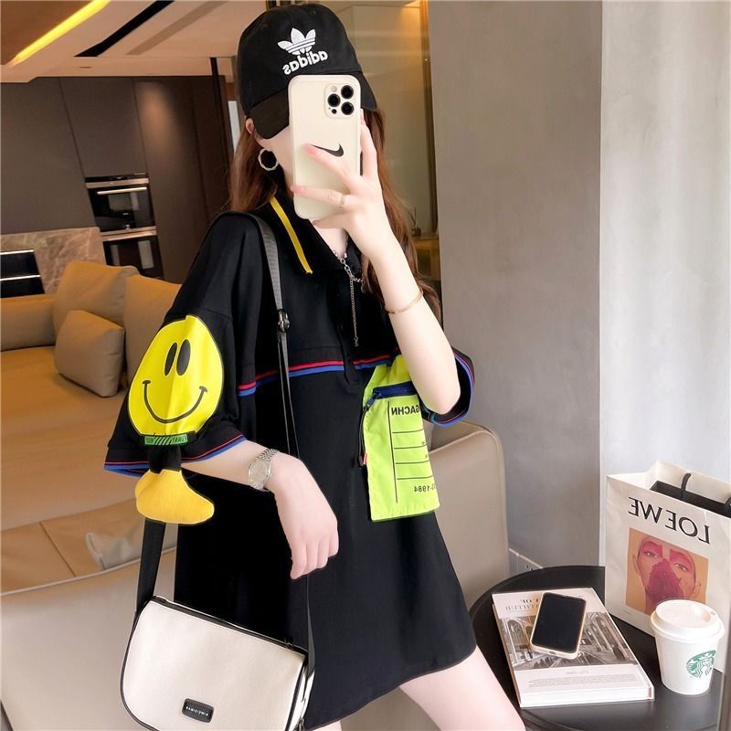 Áo Thun polo Tay Ngắn Dáng Rộng Phong Cách Phương Tây Thời Trang Mùa Hè Cho Nữ