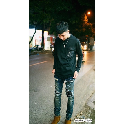 Áo nỉ sweater nam nữ CD túi da thêu khoá zip dệt chữ ngực phối đuôi tôm siêu đẹp