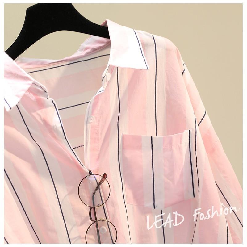 Áo Sơ Mi Tay Dài 100% Cotton Họa Tiết Kẻ Sọc Phong Cách Hàn Quốc Thời Trang Mùa Thu Mới 2023 Cho Nữ