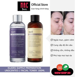 Nước hoa hồng Dưỡng Ẩm Da không mùi Klairs Supple Preparation Unscented Toner 180ml