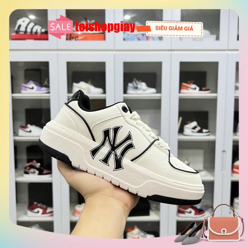 giày thể thao Giay MLB chunky đen trắng mới đế dày nâng chiều cao full bill box