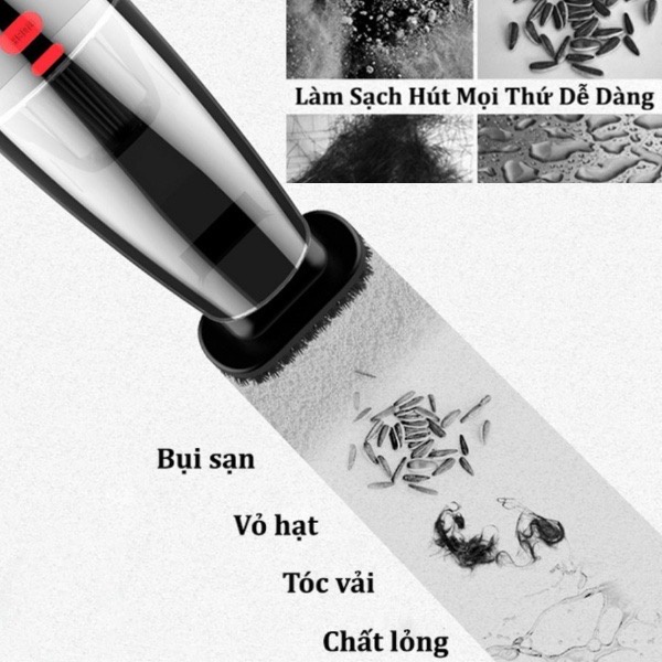 Máy hút bụi xe hơi - Máy hút bụi mini - Loại cắm tẩu 12V - Công suất 120W - Tặng kèm 5 phụ kiện MIFFA