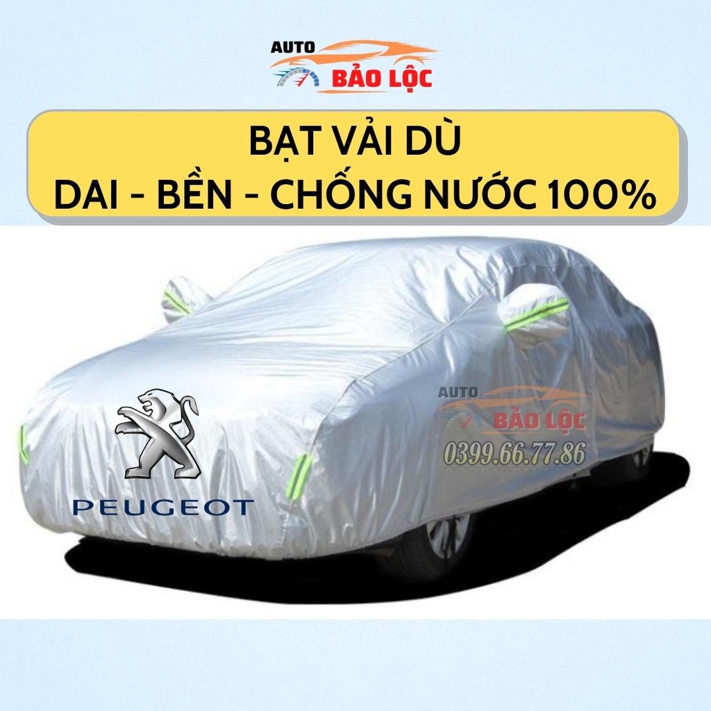 Bạt Phủ Ô Tô Vải Dù PEUGEOT 2008, 3008, 5008, Traveller, Có Phản Quang, Có Khóa Kéo Cửa Lái - Auto Bảo Lộc