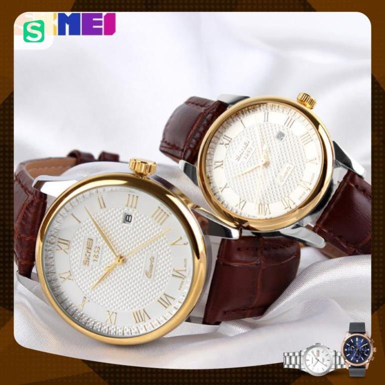 Đồng hồ đôi SKMEI chính hãng 9058 dây da chống nước cao cấp