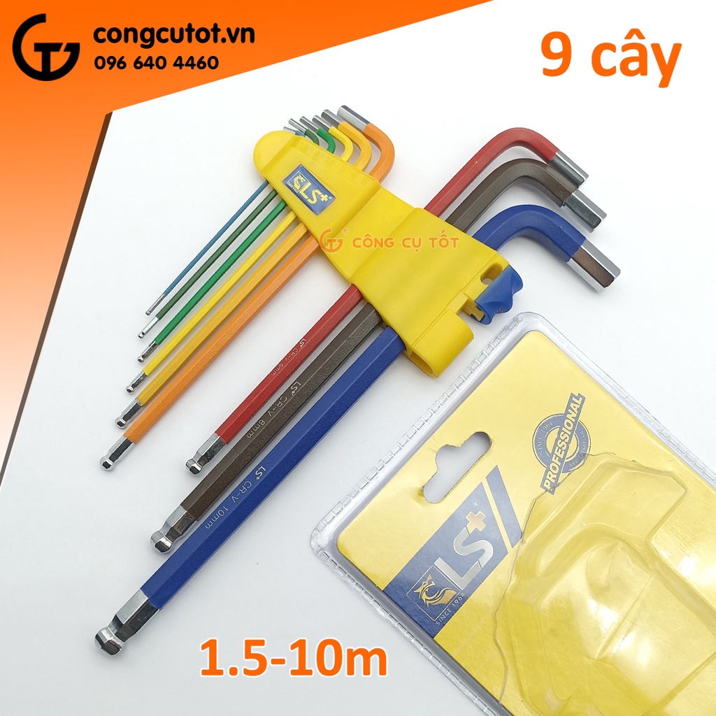 Bộ 9 cây lục giác bi đánh mã mầu 1.5-10m LS LS200112