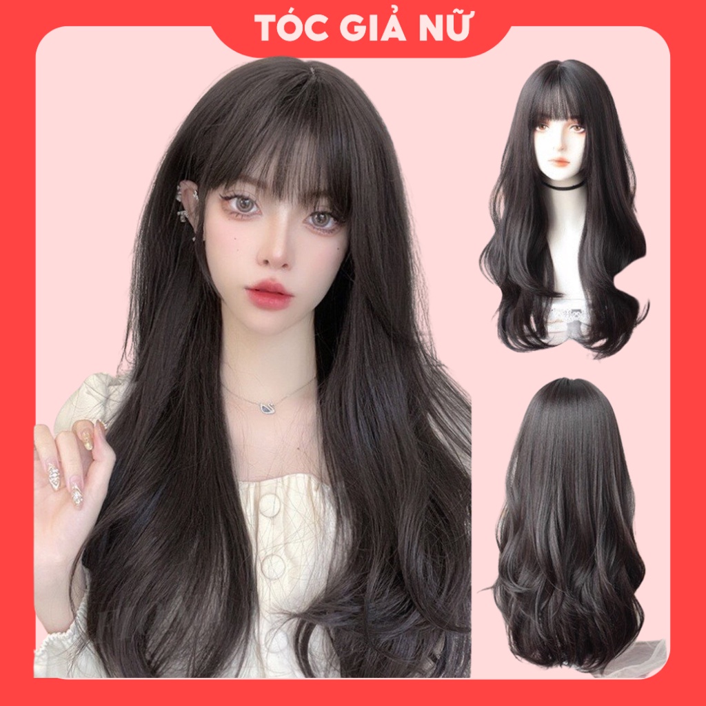 Tóc giả nữ nguyên đầu❤️FREESHIP❤️Cả đầu cao cấp xoăn sóng dài 9079A phong cách Hàn Quốc