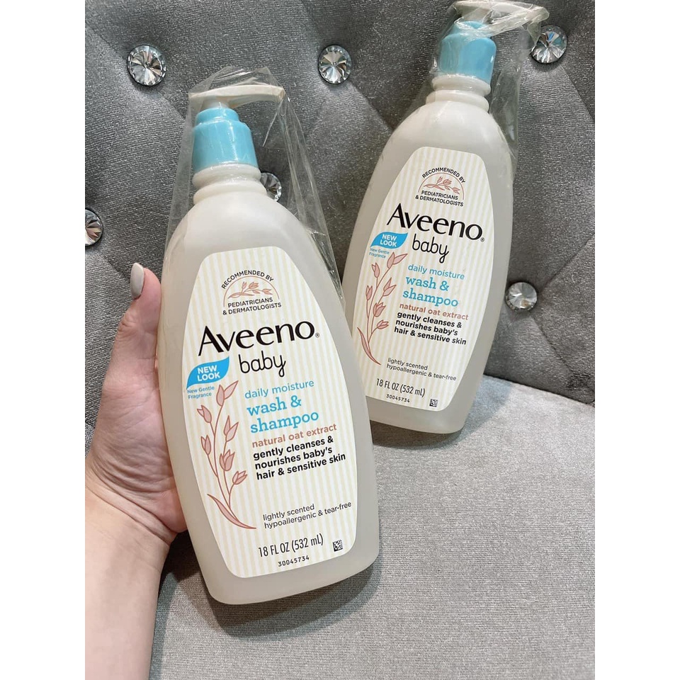 Sữa tắm gội 2 in 1 cho bé Aveeno Baby Wash &amp; Shampoo 532ml