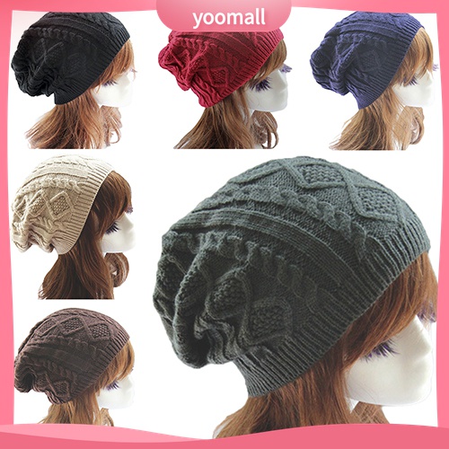 {YO} Mũ Beret Dệt Kim Giữ Ấm Mùa Đông Kiểu Baggy Cho Nữ