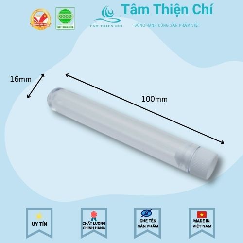 Ống nghiệm PS có nắp không nhãn 10ml Hồng Thiện Mỹ 16x100mm