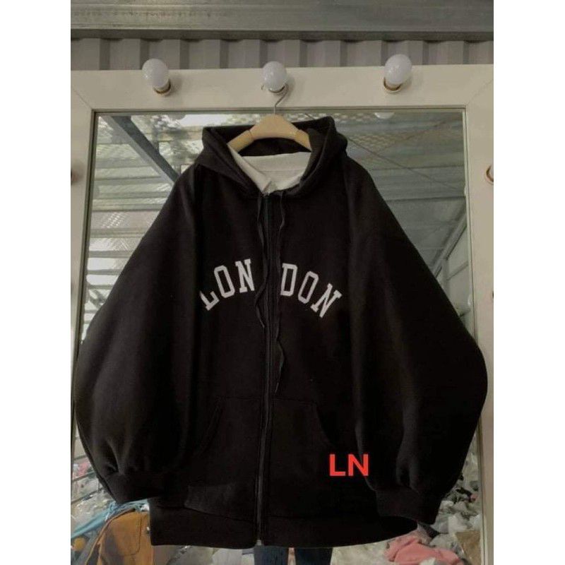 áo khoác nữ, áo hoodie nỉ khóa chữ london hai bên | BigBuy360 - bigbuy360.vn