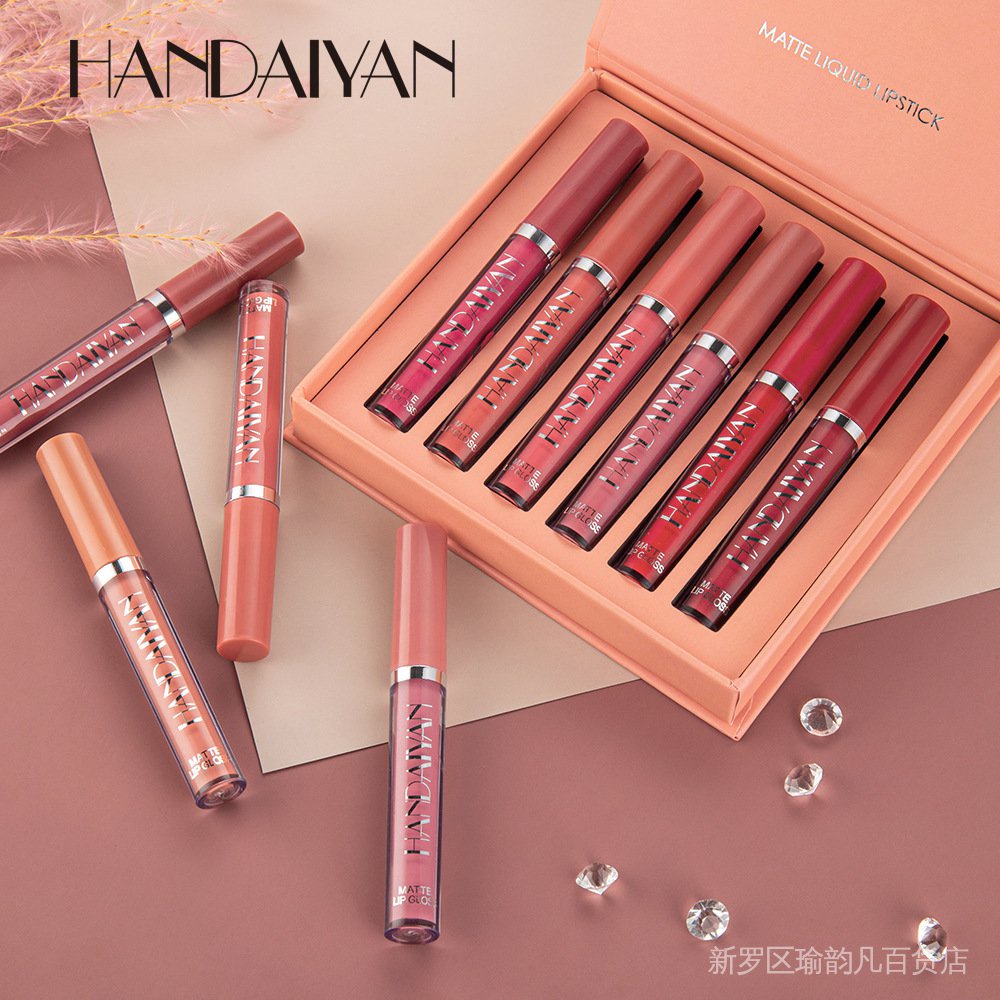 Bộ 6 Son Kem Màu Lì Không Dính Cốc Thương Hiệu HANDAIYAN