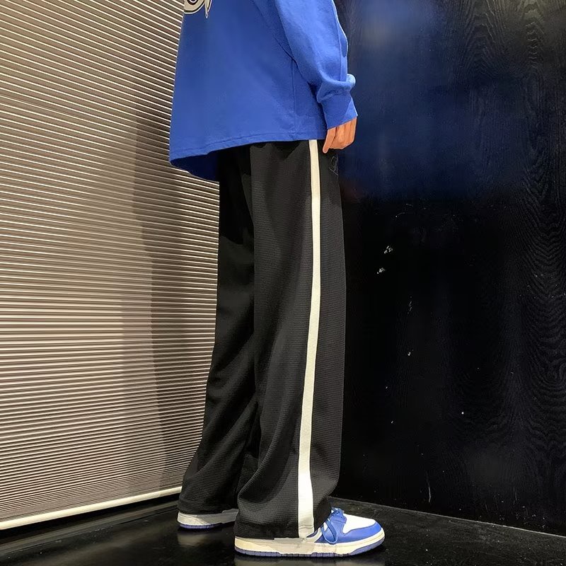 Quần ống rộng Nam Nữ Họa Tiết Kẻ Sọc Đơn Giản Phong Cách Hàn Quốc Thời Trang quần âu nam