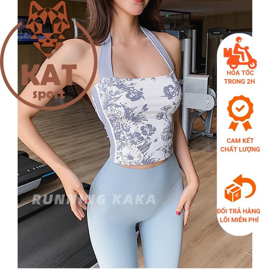 cổ yếm cột dây hoa trắng xanh, thun poly + spandex