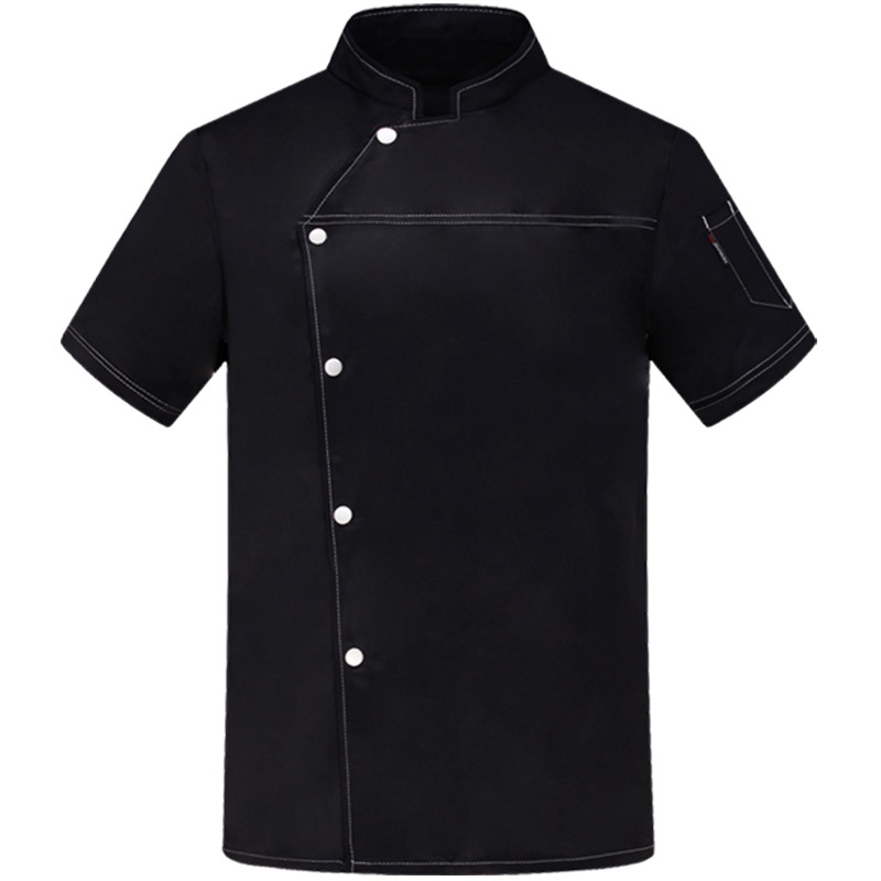 Áo Đầu Bếp Tay Ngắn Phối Lưới Thoáng Khí Thêu Họa Tiết 1 # A2 A2 Thời Trang Mùa Hè Cho Nam Và Nữ