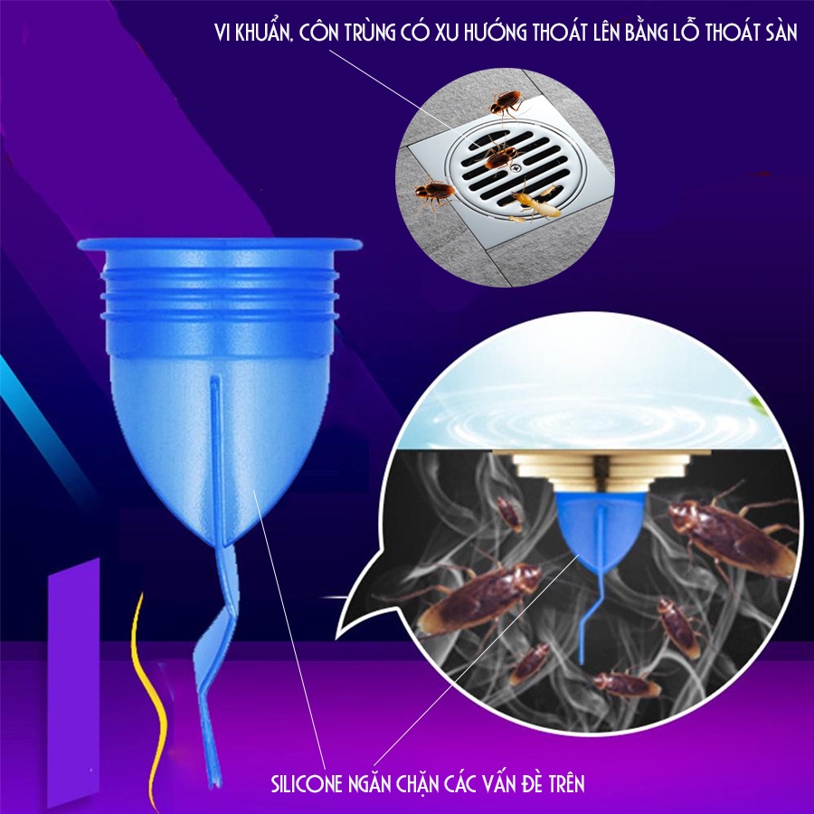 Phụ kiện Silicone ngăn mùi hôi cống đế ga phễu thoát sàn chống côn trùng Nhà tắm Minh House