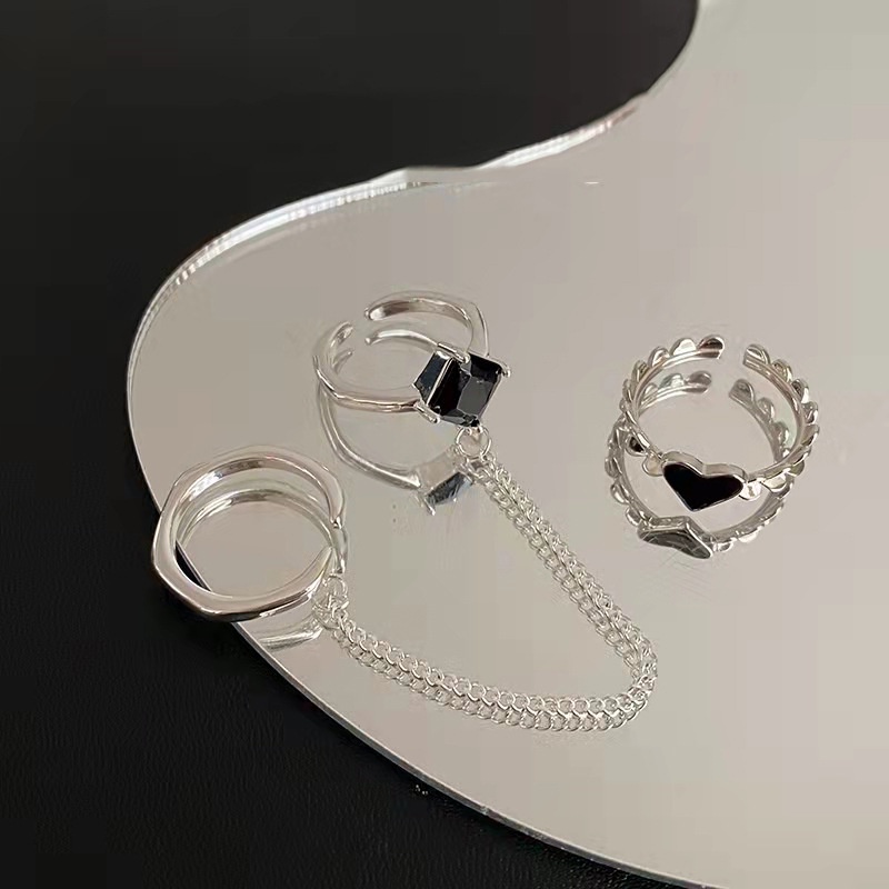 iF YOU Nhẫn   kiểu trái tim đính đá phong cách Hàn Quốc dành cho nữ