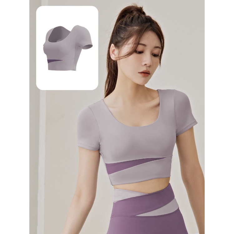 Áo tập gym, yoga, Aerobic nữ croptop có mút đệm ngực, ôm body tôn vòng ngực