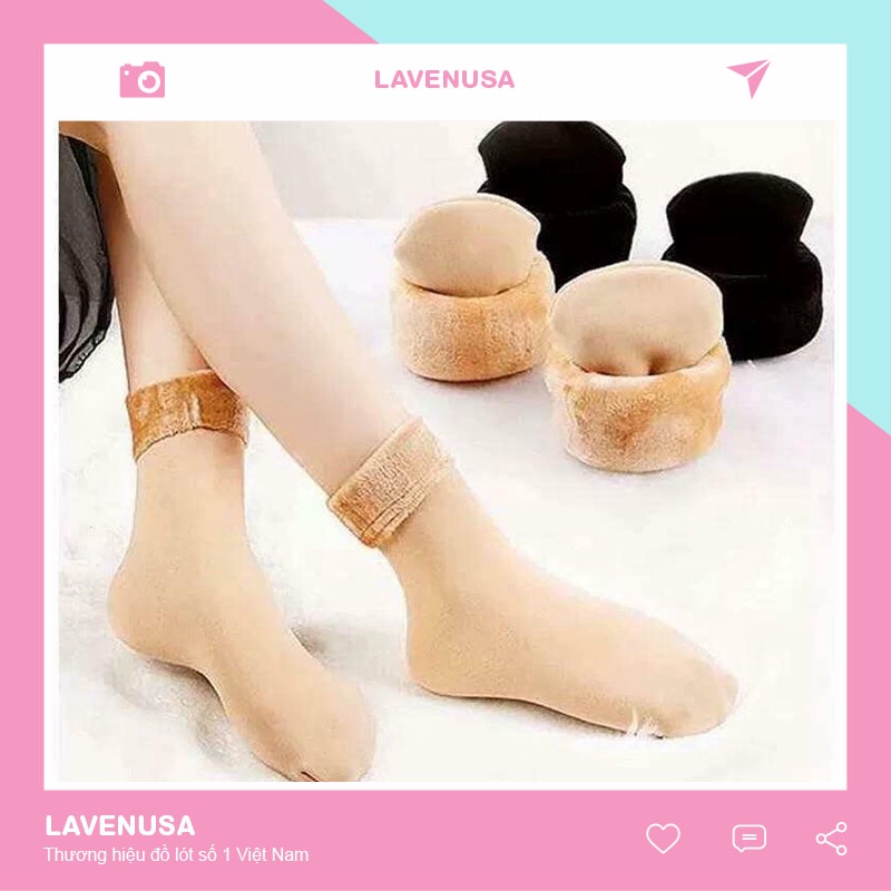 Tất vớ lót lông nữ cổ cao sinh nhiệt cao cấp dày dặn siêu ấm LAVENUSA T45